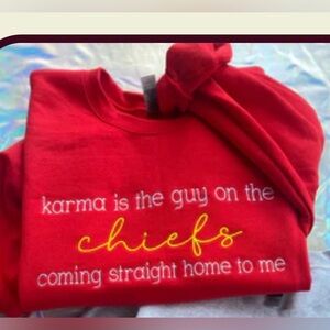 GUC Chiefs Taylor Swift Karma Embroidered Sweatshirt XXL